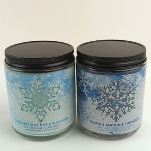 Peppermint Hot Chocolate & Frosted Coconut Snowball Candle Set Bath & Body Works